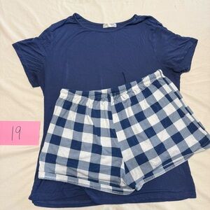 Blue Plaid Women's Pajama Set